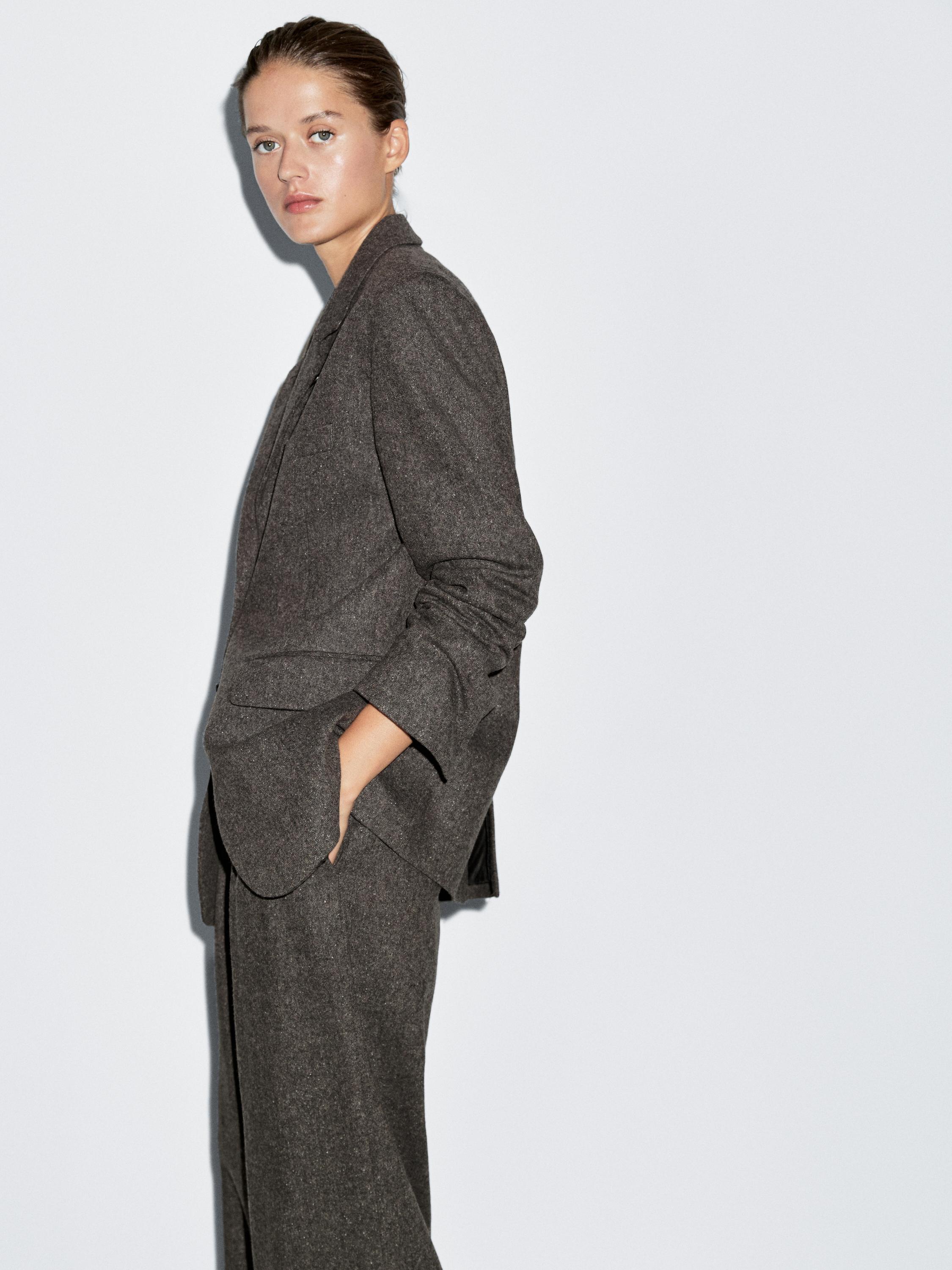 Knickerbocker yarn effect suit blazer